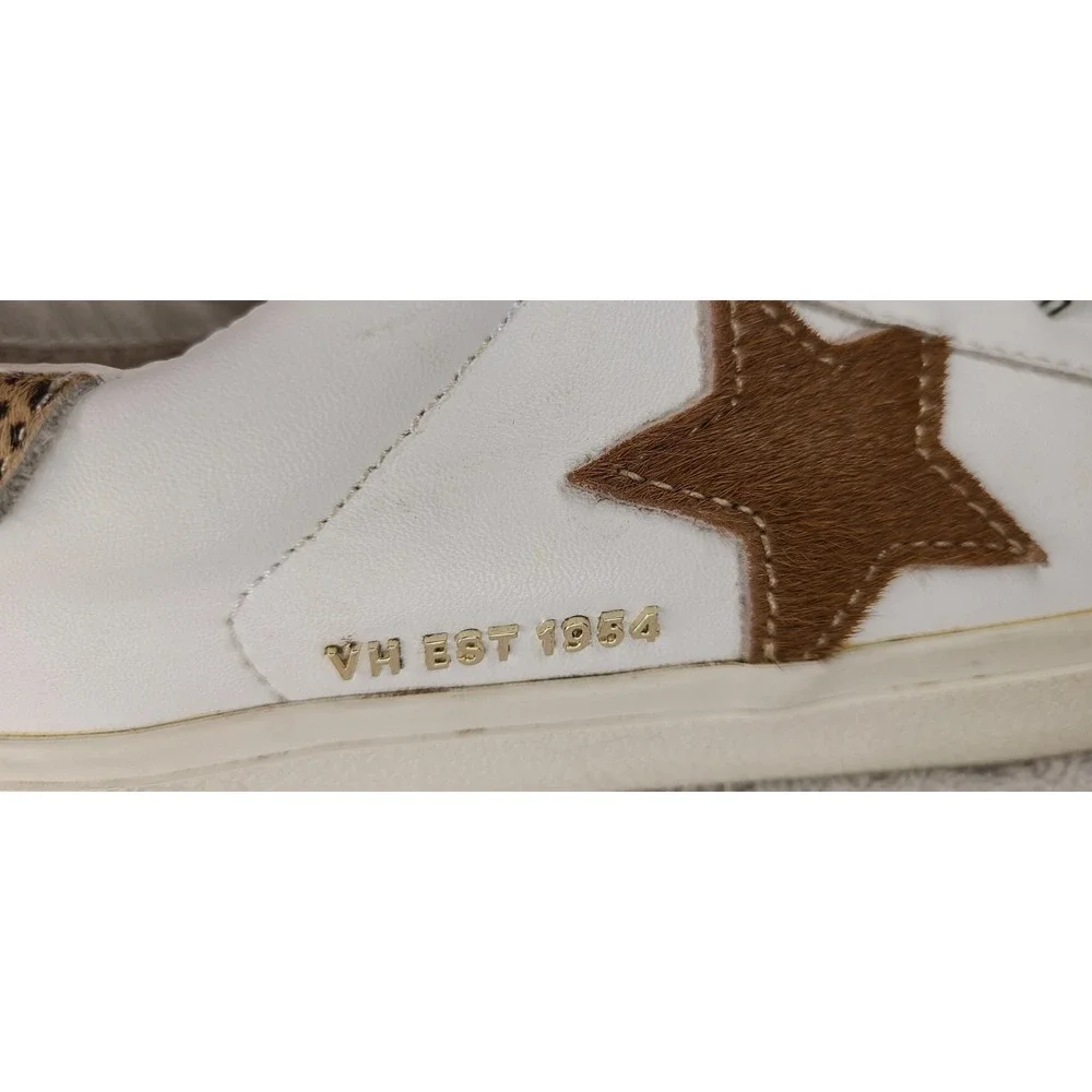 Vintage Havana Sneaker Womens Size 5 White Cheetah Print Star Zip Calf Hair Shoe